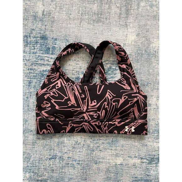 Under Armour Black Pink Compression Crossback Athletic Sports Bra XS - Picture 6 of 7